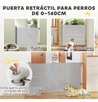Barrera Perros Retráctil 0-140cm Puerta