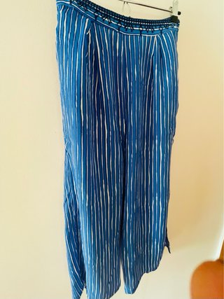 Pantalón Palazzo Rayas Azul Nuevo