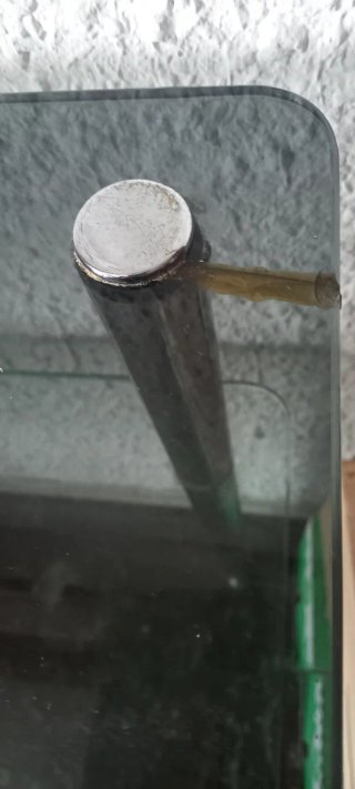 Mesa auxiliar vintage cristal y metal. Años 70
