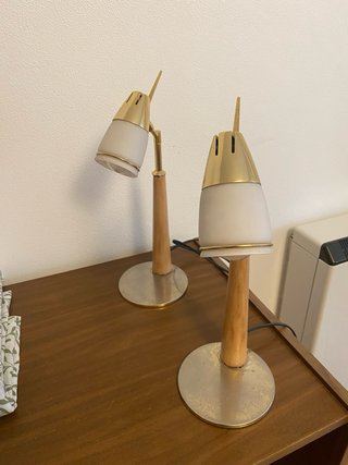 Lámpara de noche vintage madera y metal