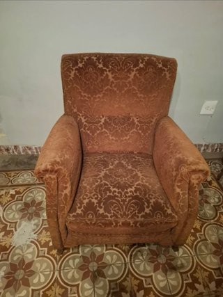 Sillón vintage terciopelo marrón