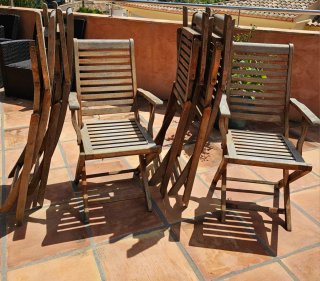 Sillas de teca con reposabrazos