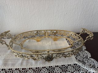 Plato Porcelana Metal plateada con Asas