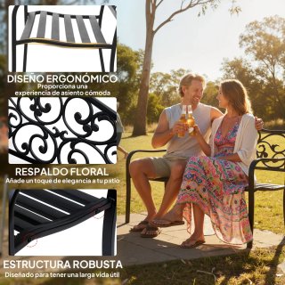Banco de Jardín Acero Negro Carga 240kg