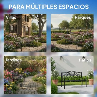 Banco de Jardín Acero Negro Carga 240kg