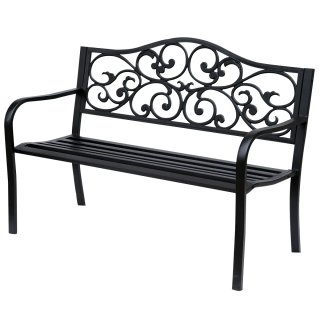 Banco de Jardín Acero Negro Carga 240kg
