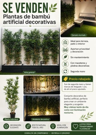 Plantas de bambú artificiales decorativas