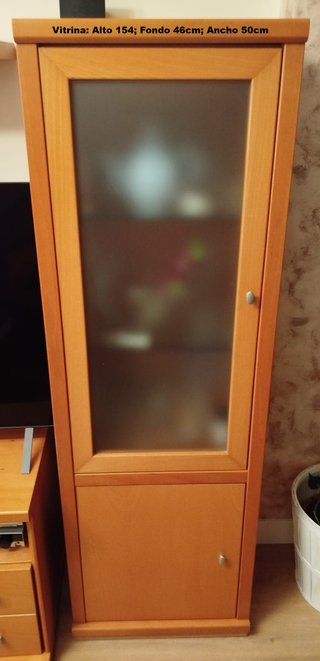 Muebles modulares de salón madera y cristal