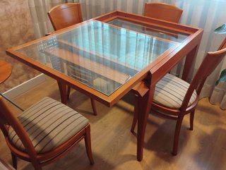 Muebles modulares de salón madera y cristal