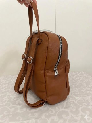 Bolso de cuero marrón y negro