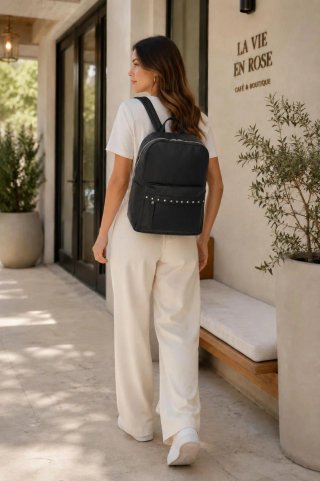 Bolso de cuero marrón y negro