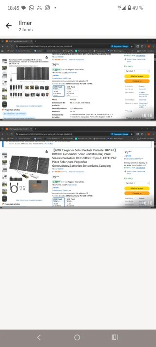 Generador solar 60W plegable 1 metro de ancho