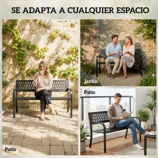 Banco de Jardín 2 Plazas Negro