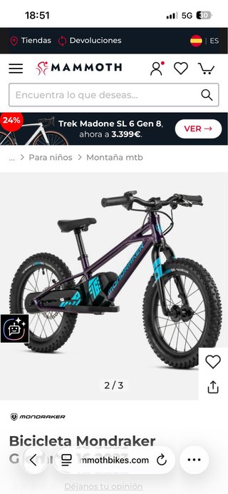 Bicicleta eléctrica Mondraker para niño