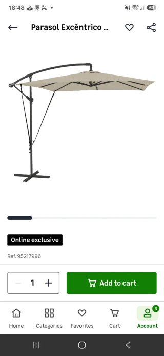 Parasol Excéntrico Outsunny + Base