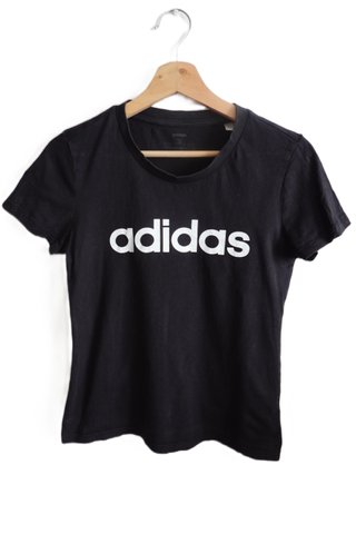 Camiseta Adidas Negra Logo Blanco