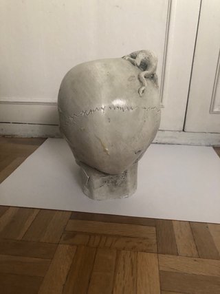 Calavera de escayola con figura de animal