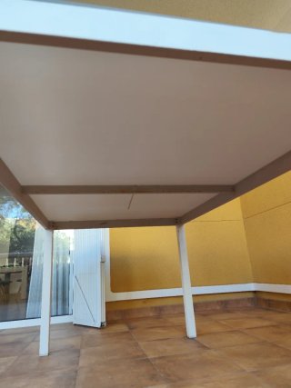 Mesa Terraza Cristal y Metal Blanca