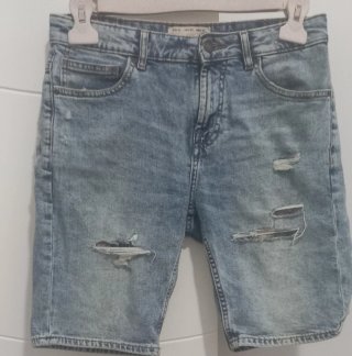 Pull&Bear Pantalón Corto Vaquero Roto Talla M
