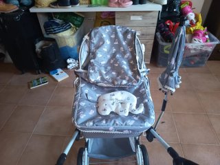 Carrito grande de muñecas Reborn gris con accesori