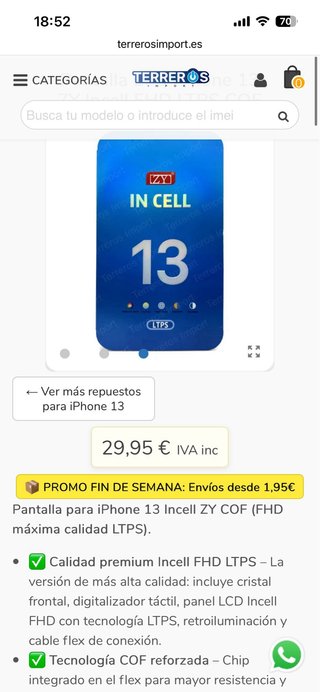 Pantalla iPhone 13 ZY