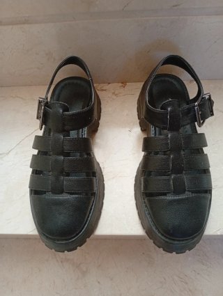 Sandalias pescador plataforma negras