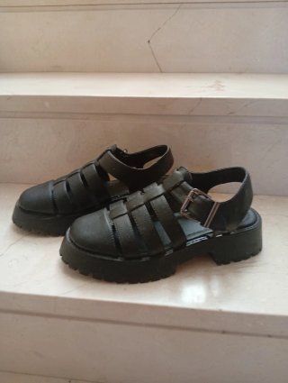 Sandalias pescador plataforma negras