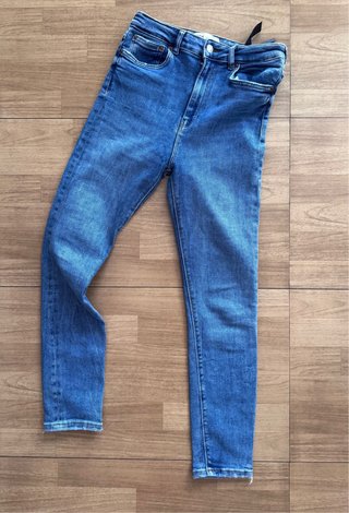 Vaqueros Zara Skinny Tiro Alto Azul