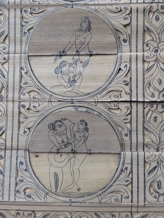 Arte hindú en hoja de palma-Talapatra Chitra