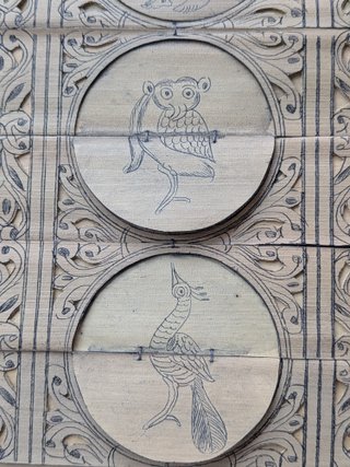 Arte hindú en hoja de palma-Talapatra Chitra