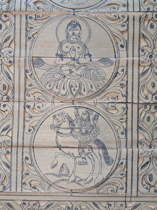 Arte hindú en hoja de palma-Talapatra Chitra
