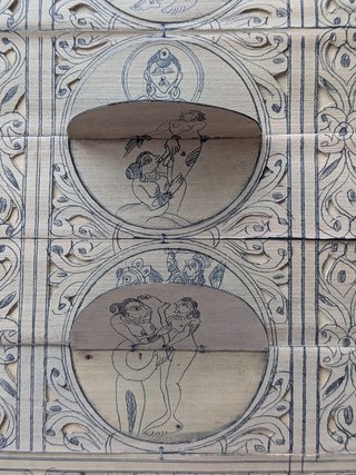 Arte hindú en hoja de palma-Talapatra Chitra