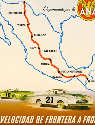 Cuadro Panamericana 1952 ● Cartel enmarcado 45x33