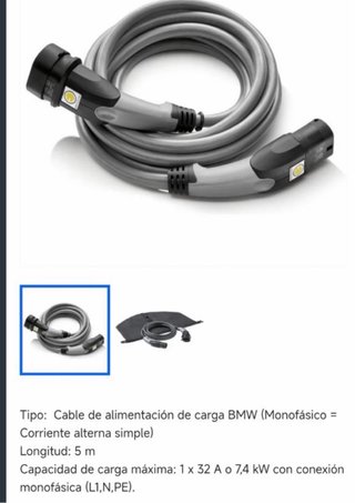 Cable Carga BMW Modo 3 Tipo 2
