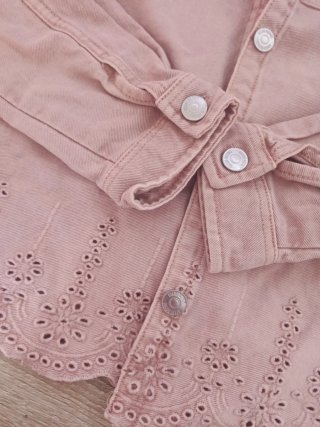 Chaqueta vaquera niña rosa bordada