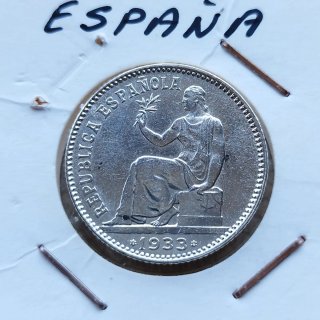 Una Peseta de plata de la II República 1933*34