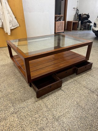 Mesa de centro madera y cristal