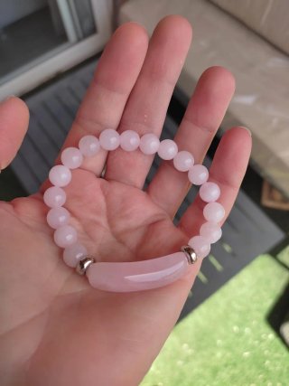 Pulsera Cuarzo Rosa Natural Artesanal