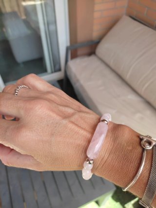 Pulsera Cuarzo Rosa Natural Artesanal