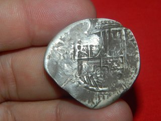 Moneda Plata 4 Reales Española macuquina.