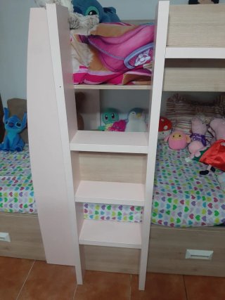 Cama tren infantil madera clara