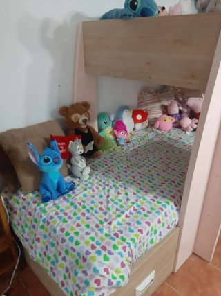 Cama tren infantil madera clara