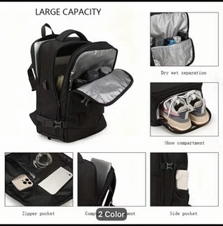 Mochila de viaje negra Nueva