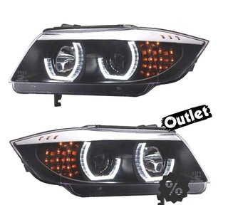 ML FAROS BMW E90 E91 05-08 OJOS ANGEL LED 3D FONDO NEGRO R14