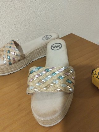 Sandalias de plataforma tejidas mujer