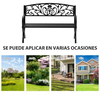 Banco de Jardín Metálico Negro 2 Plazas