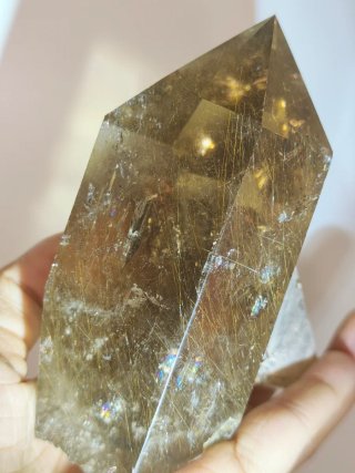 Punta Cuarzo Ahumado Rutilado Arcoíris