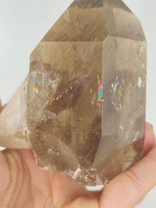 Punta Cuarzo Ahumado Rutilado Arcoíris