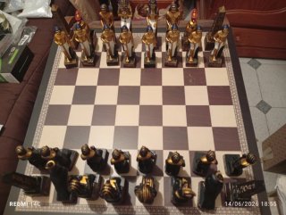 Juego de Ajedrez. Y damas Egipcio Tablero Madera