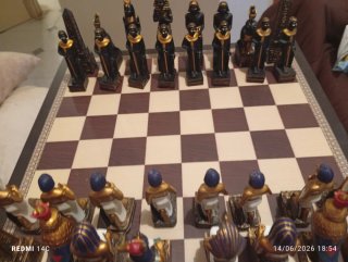 Juego de Ajedrez. Y damas Egipcio Tablero Madera